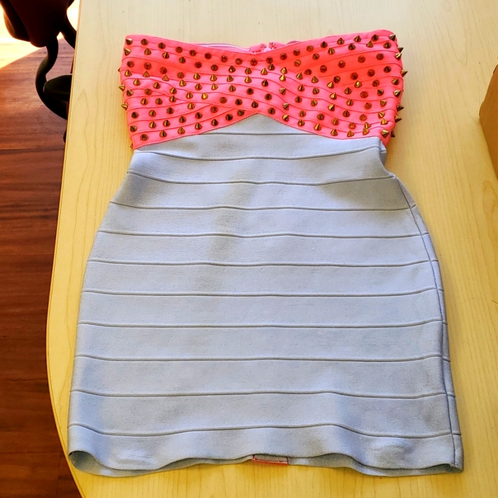 Two tone pink strapless mini dress